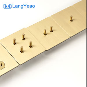 LangYeao dekoratif 1-4Gang 3-Way geçiş 2Way mat altın paslanmaz çelik Panel Retro 86-type otel ev ofis için ab FR soket - Product Image 1