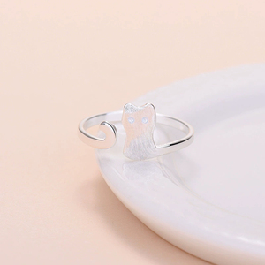 Tối Giản Dễ Thương Mèo Mở Vòng Cho Phụ Nữ Cô Gái Rhodium Mạ Inlay Đồ Trang Sức Ngón Tay Cho Sinh Nhật Tốt Nghiệp Kỷ Niệm Hoặc Đảng - Product Image 4