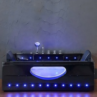 Nouvelle conception, vente chaude, baignoire de luxe en verre noir, grande baignoire à remous en acrylique pour adultes