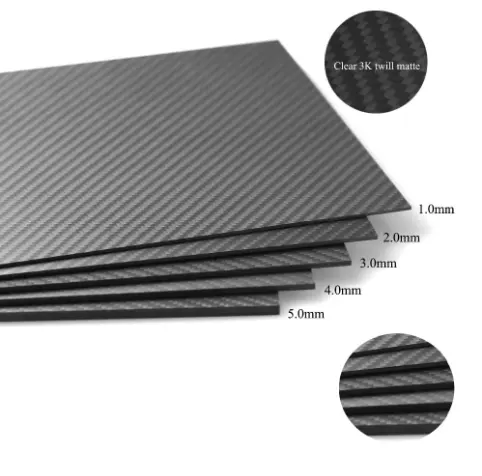 0.25mm 2mm 4mm 6mm 8mm अनुकूलित कार्बन फाइबर शीट टवील मैट खत्म 3k डिजाइन गर्मी प्रतिरोध टुकड़े टुकड़े में कार्बन फाइबर शीट