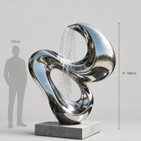 Escultura Abstracta Moderna de Acero Inoxidable, Pulida a Espejo, Escultura Metálica Personalizada, Fuente de Agua Personalizable para Decoración de Jardín