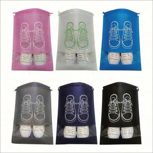 Sac de rangement pour chaussures transparent en non-tissé, vente en gros, sac anti-poussière pour chaussures de voyage avec cordon de serrage - Product Image 5