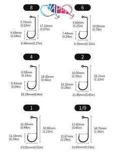 Bán buôn 100 cái 10 #-6/0 # Kích thước 90 độ Jig đầu nâng Crank móc nước mặn rustproof mềm thu hút thép gai câu cá giải quyết móc - Product Image 5