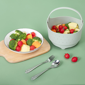 Vaporizador de <span class=keywords><strong>silicona</strong></span> de grado alimenticio y cesta de verduras con logotipo personalizable, utensilios de cocina plegables y resistentes al calor para cocinar al vapor - Product Image 3