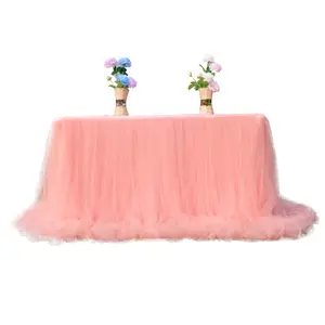 Grosir alat pernikahan rok meja benang romantis rok meja Tulle pesta ulang tahun untuk pernikahan