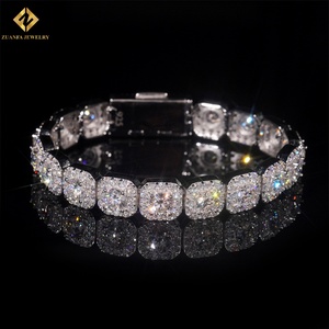 Bracelet tennis en argent 925 plaqué rhodium 10 mm avec moissanite taille brillant rond sertie clos, bracelet de luxe unisexe - Product Image 1