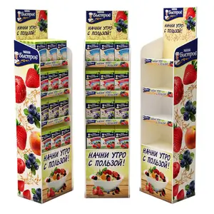Op Maat Gemaakte Promotie Recyclebaar Supermarkt Papier Golfkarton Staan Snacks Drankjes Display Karton