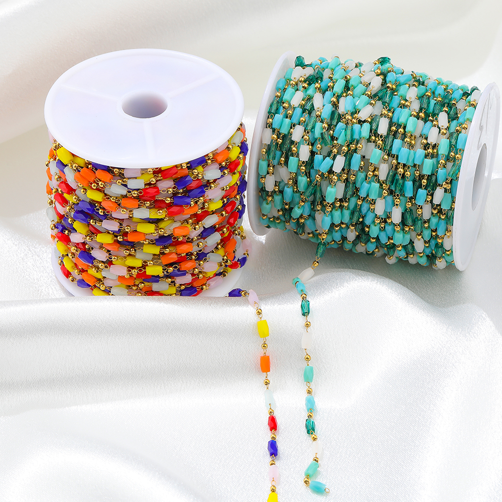 Wholesale Hot Selling 18k Gold Plated Bead Chain Crystal Chain Bracelet Necklace Bulk Chain for Jewelry Making