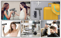 Sèche-cheveux de voyage portable 1650W-1850W Moteur CC Ions négatifs Buse concentrateur Option de logo personnalisé pour une utilisation en extérieur et à l'hôtel