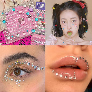 Autocollant de <span class=keywords><strong>tatouage</strong></span> temporaire en forme de cœur personnalisé avec pierres précieuses, maquillage sexy pour le visage à la française, strass imperméables, <span class=keywords><strong>tatouage</strong></span> temporaire mignon pour filles - Product Image 3
