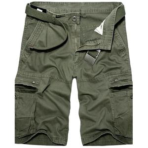 Pantalones cortos casuales tipo cargo para hombre, hechos de lona de algodón orgánico; diseño de cintura alta, color liso, funcionalidad con múltiples bolsillos - Product Image 3