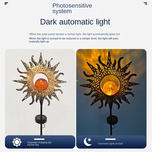 Lampe solaire à DEL Carillon éolien décoratif étoile et lune en métal pour cour, jardin et bâtiments - Product Image 2