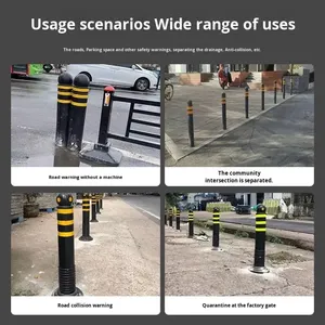 Postes de seguridad <span class=keywords><strong>desmontables</strong></span> para estacionamiento, con franjas reflectantes, barreras de seguridad, postes de estacionamiento con resorte, para montaje en suelo para carreteras. - Product Image 2