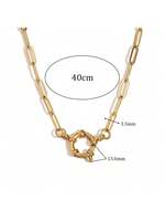Collier à pendentif en acier inoxydable plaqué or 18 carats avec fermoir à ressort en forme de cœur perle trombone Figaro serpent chaîne cadeau pour femme