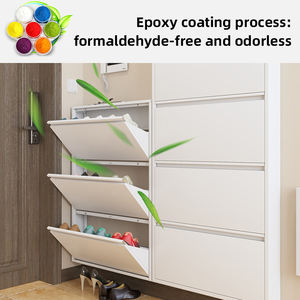 Organisateur de chaussures ultra-fin et peu encombrant pour entrées étroites, étagère à chaussures basculante pour petits appartements et condos - Product Image 5