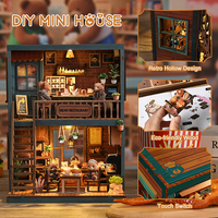 Rompecabezas 3D de Madera para Hacer uno Mismo, un Rincón de Lectura y una Casa de Muñecas en Miniatura con Juego de Muebles para Modelismo