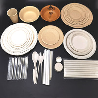 Plaques d'amidon de maïs naturel biodégradable jetables pour assiettes de service alimentaire et couverts Eco