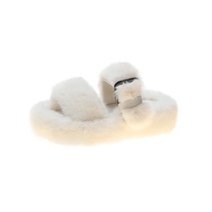 Pantoufles d'intérieur en fourrure de vison blanc pour femme, tendance et moelleuses, pour l'hiver - Product Image 3