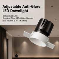 Spot encastré LED 12W COB sans cadre pour plafond, découpe 75mm, UGR19, anti-éblouissement, orientable LP-AJ8292-RTB-22-1