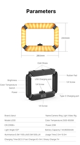 20W แหวนไฟ Cold SHOE สำหรับไมโครโฟน TikTok YouTube Live <span class=keywords><strong>RIG</strong></span> Lamp 2 in 1 <span class=keywords><strong>ulanzi</strong></span> U 200แท่นขุดเจาะวิดีโอสมาร์ทโฟนไฟ LED วิดีโอ - Product Image 4
