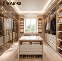 Armoire moderne sur mesure pour appartement, avec portes vitrées, éclairage LED et rangement pour chaussures, fournie directement par l'usine