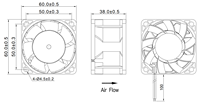 Ventilateur axial à roulement à billes DC 24V 6038 sans balais haute vitesse résistant à la chaleur pour armoire de contrôle industrielle et onduleur solaire
