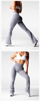 Leggings évasés taille haute sans couture fermeture à la taille élastique pantalon de yoga pour la course à pied fitness danse sports-pantalons longs en spandex/nylon