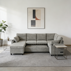 Sofá <span class=keywords><strong>Cama</strong></span> Moderno, Simple, Color Crema, Versátil, con Portavasos, Cargador USB y Espacio de Almacenamiento, Ahorra Espacio - Product Image 5