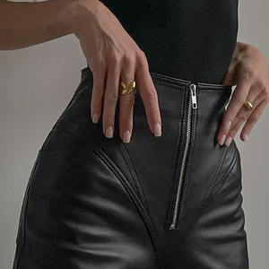 <span class=keywords><strong>Pantalon</strong></span> en <span class=keywords><strong>cuir</strong></span> noir sexy de haute qualité pour femmes, <span class=keywords><strong>coupe</strong></span> <span class=keywords><strong>droite</strong></span> et ajustée, en PU enduit - Product Image 5