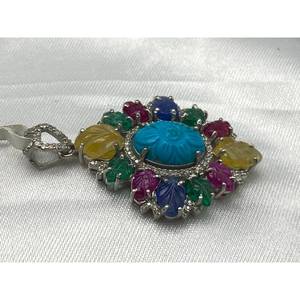 Nuevo y Popular Colgante de Lujo MALTI SHAPHIRE, TURQUOISE, Plata de Ley 925, Regalo para Fiestas, Bodas, Ceremonias Religiosas y Eventos - Product Image 5