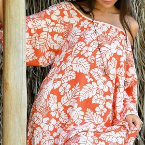 Robe longue décontractée à épaules tombantes à imprimé plage sur mesure de haute qualité en rayonne Jupe maxi - Product Image 4