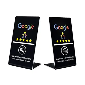 Tamaño personalizado negro acrílico NFC soporte barato Google Review tarjeta NFC soporte negro Google NFC soporte con código QR