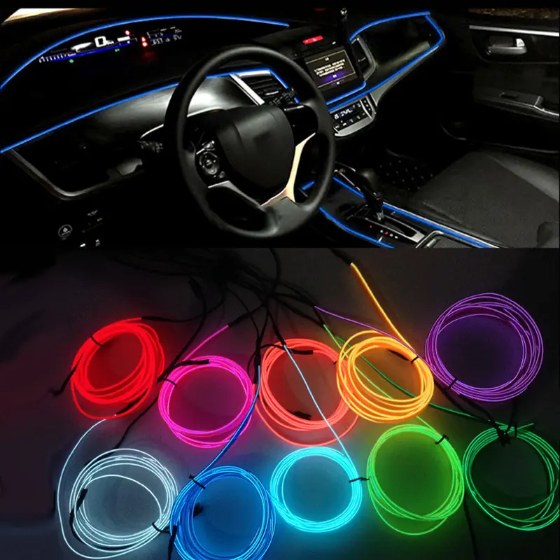 新しいRGB LED装飾ランプRGBカーコールドライトラインELワイヤーライト車内ライト用