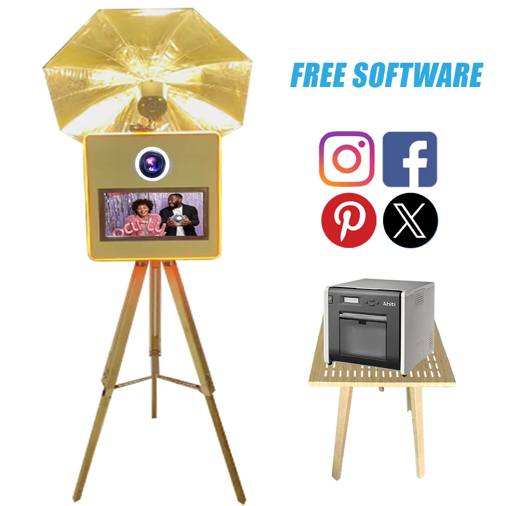 Hot Sell Vintage Wooden Photo Booth Machine With Printer And Camera Retro dslr Photo Booth For Wedding And Party