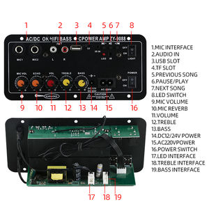 ZYD9088ミニハイファイアンプボードBT TFカードUSBインターフェイス30-120W 4オーム40Wスピーカー110V-220V-12V-24Vオーディオアンプモジュール - Product Image 4