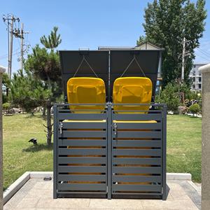 Thùng rác có thể hộp ngoài trời mạ kẽm thép Wheelie <span class=keywords><strong>bin</strong></span> hộp bền Thùng rác <span class=keywords><strong>bin</strong></span> lưu trữ công nghiệp rác có thể đổ cho sân vườn - Product Image 4