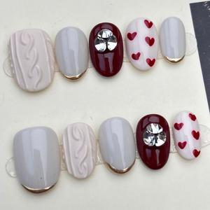 Uñas Postizas Rosadas con Pedrería 3D, Hechas a Mano, Acrílicas, con Logotipo Personalizado, Venta al Por Mayor - Product Image 3