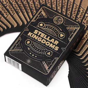 Custodia per carte da Poker con Logo personalizzato di alta qualità Oem stampa personalizzata carte da gioco professionali di lusso in oro nero con scatola