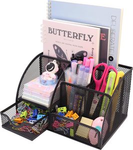 Lưới Bàn Tổ Chức Máy Tính Để Bàn Văn Phòng Nguồn Cung Cấp Văn Phòng Phẩm Tổ Chức Với 6 Ngăn Và 1 Ngăn Kéo Lưới Máy Tính Để Bàn Caddy Chủ Bút - Product Image 1