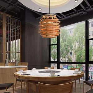 Rattan Chandelier Round E27 Led <b>Light</b> For Restaurant Living Room Bedroom Handmade Bamboo Pendant Lamp - Product Image 2