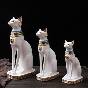 Estatuas de gatos egipcios talladas a mano estatua de animales decoración resina gatos blancos figuritas para el hogar Decoración del Hogar África Artificial A178 - Product Image 5
