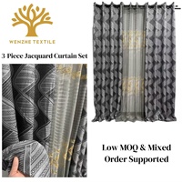Lot de 3 rideaux jacquard à œillets en polyester, occultation élevée (70%-90%), style moderne, OEM accepté et taille personnalisée disponible
