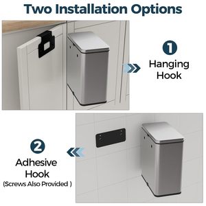 Contenedor de Basura de Acero Inoxidable para Cocina, Montable en Pared, para Reciclaje y Almacenamiento de Residuos Domésticos - Product Image 2