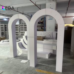 LEDA Minimalist Style White Arch Curved White Lighted Wedding <b>Backdrop</b> <b>Stand</b> for Wedding Event Party - Product Image 2