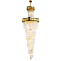 Grand lustre moderne de luxe en cristal haut de gamme pour villa, loft, escaliers suspendus, spirale, long lustre de plafond d'hôtel pour le hall