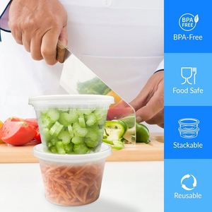 Contenants Alimentaires Anti-Fuite 16 Oz Sans BPA, Compatibles Lave-Vaisselle, Empilables |   Préparation des repas, stockage des aliments et utilisation à emporter - Product Image 5