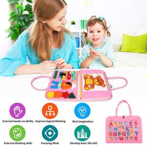 ของเล่นเสริมพัฒนาการแบบมอนเตสซอรี่ Zhorya บอร์ดกิจกรรมสำหรับเด็กเล็ก พับเก็บได้ ของเล่นเสริมประสาทสัมผัส บอร์ดกิจกรรมผ้าสักหลาดสำหรับเด็กผู้หญิง - Product Image 4