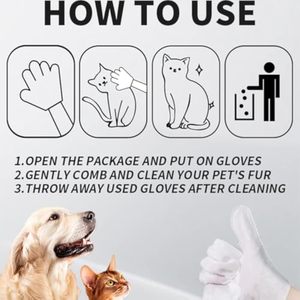 مستلزمات الحيوانات الأليفة الصديقة للنظافة الرطبة والجافة ، قفازات مناديل مبللة بدون شطف للقطط والكلاب ، إزالة الروائح الكريهة عبر الحدود للتجارة الخارجية - Product Image 5