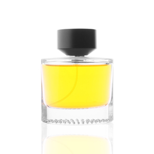 High Quality 100ml Square Glass Perfume <strong>Bottle</strong> Unique <strong>Design</strong> <strong>Style</strong> Crimp Fine Mist Spray Flat Shape with Black Screw Cap - Product Image 1