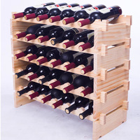 Décor de bar, support à vin en bois pour 30 bouteilles, étagère à vin empilable en bois pour cave, porte-bouteilles à vin